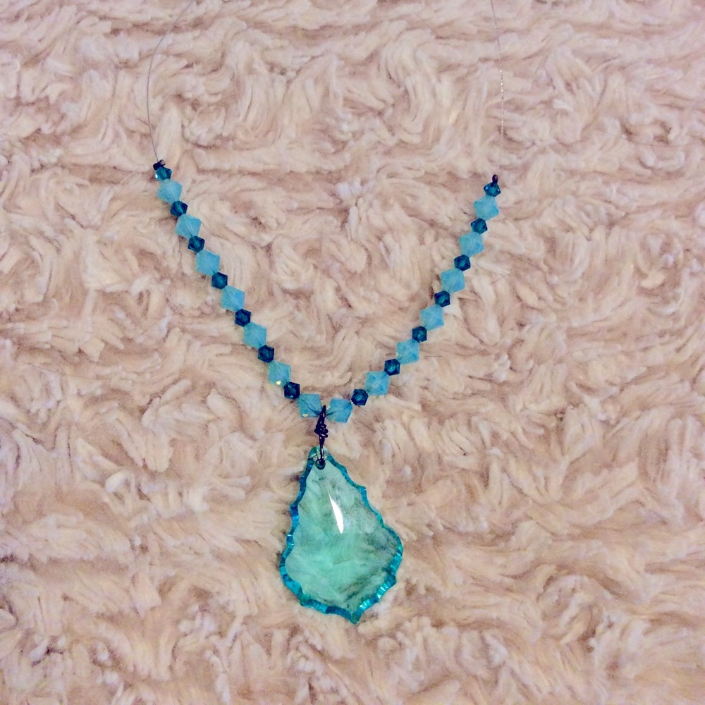 Artisan made aqua floating pendant